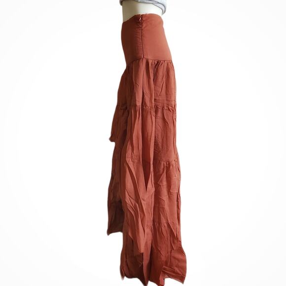 ERIKA PENA Rita Rumba boho high low ruffle hem tiered flowy skirt Sienna S M NEW - Picture 2 of 7